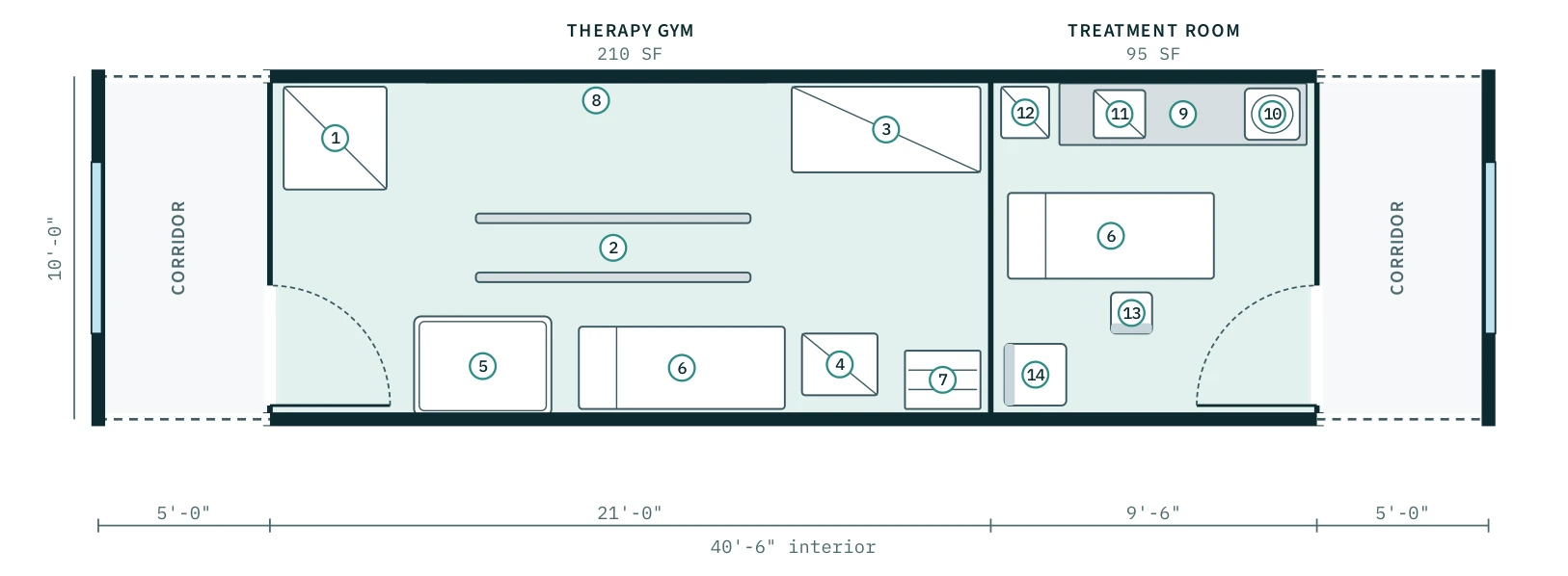 Rehabilitation floor plan, RP-REH